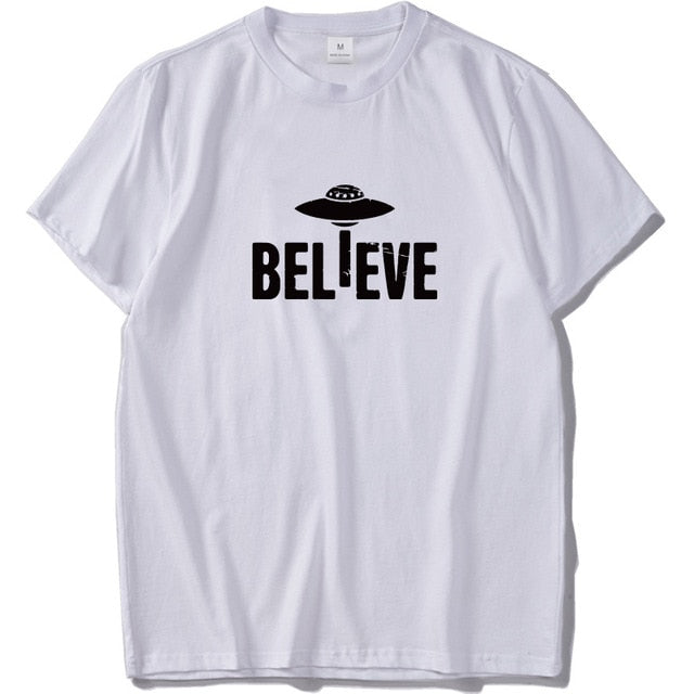 UFO Tshirt Believe Letter Graphic Alien VezzyWorld - VezzyWorld